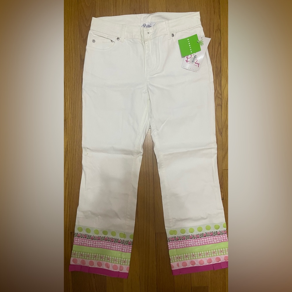 Vintage Lilly Pulitzer Trendy Jean Ribbons
White Pants Size 2